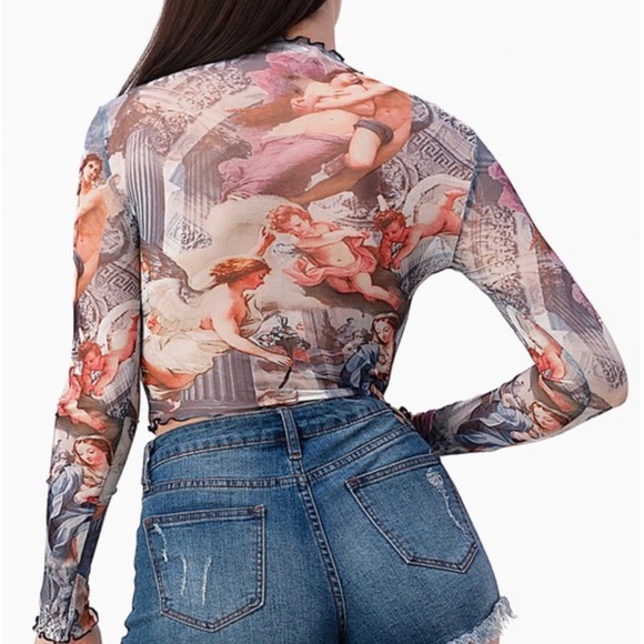 Renaissance print mesh top - Picture 9 of 10